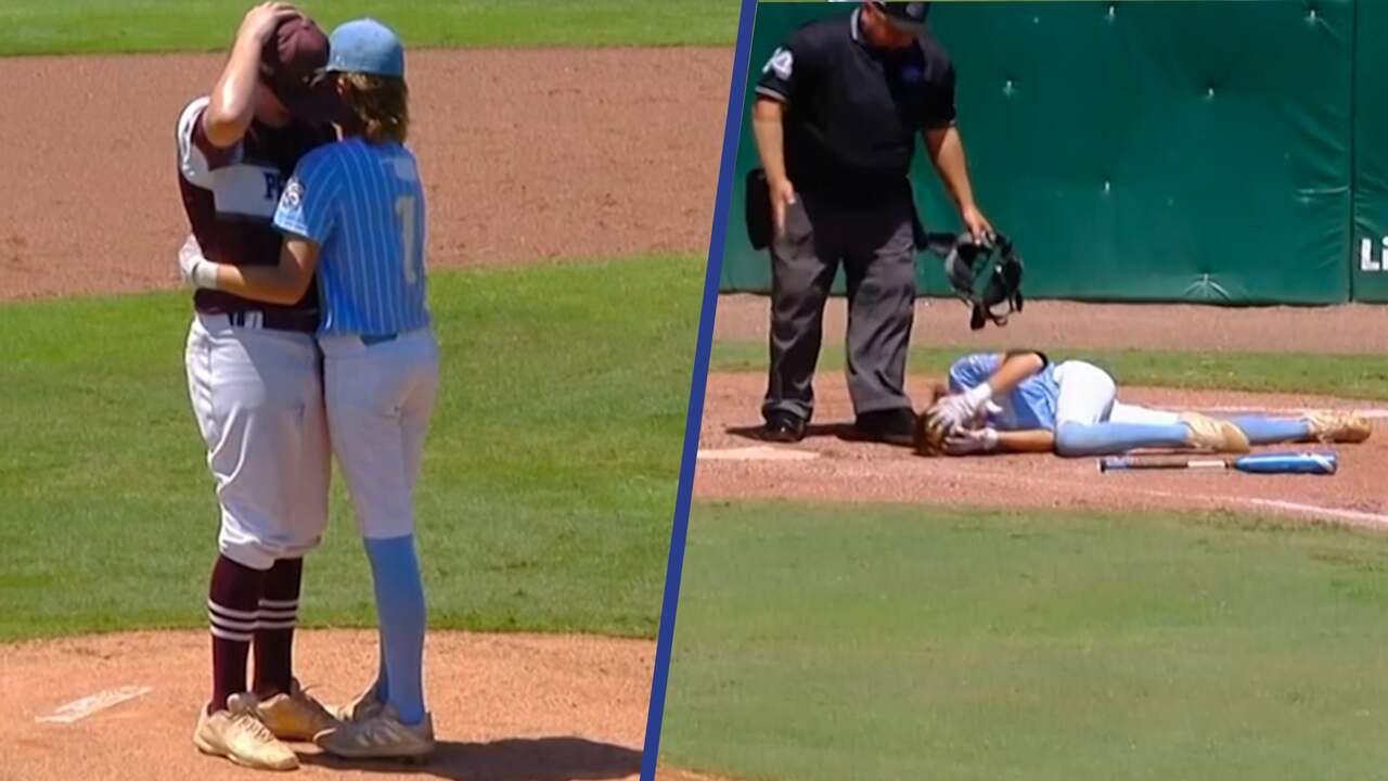 Beeld uit video: Jongen in VS troost werper die hem raakte met een bal