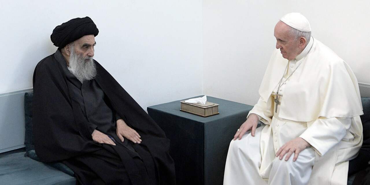 Paus en sjiitische ayatollah hebben historische ontmoeting in Irak