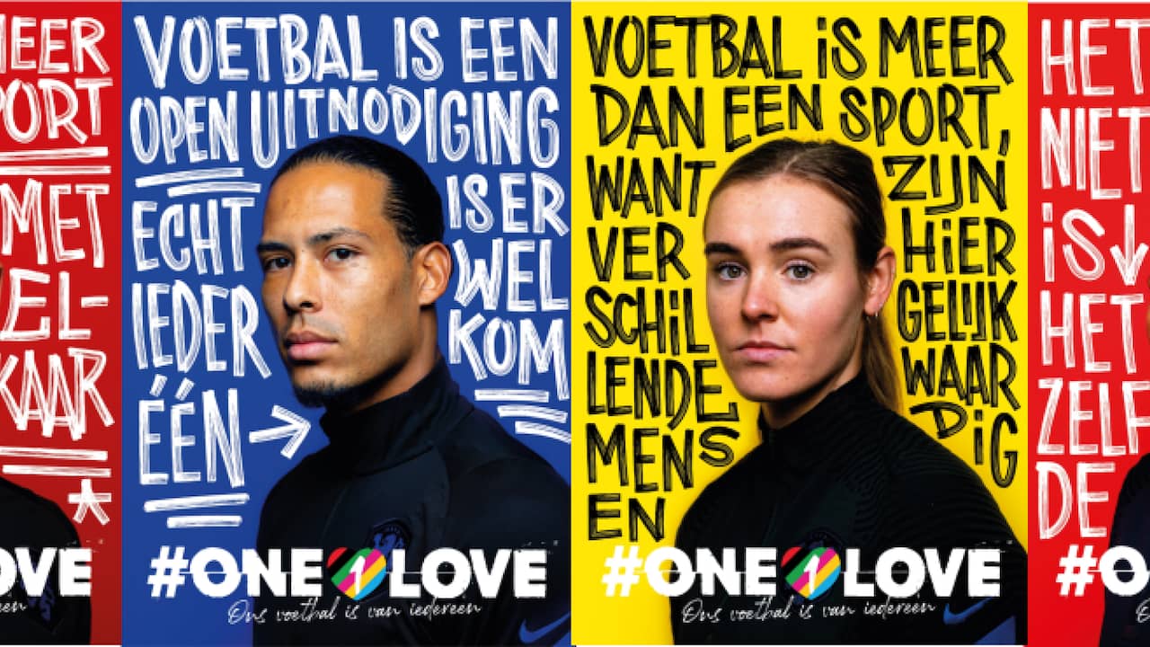 Internationals Virgil van Dijk en Jill Roord zijn onderdeel van de OneLove-campagne van de KNVB.