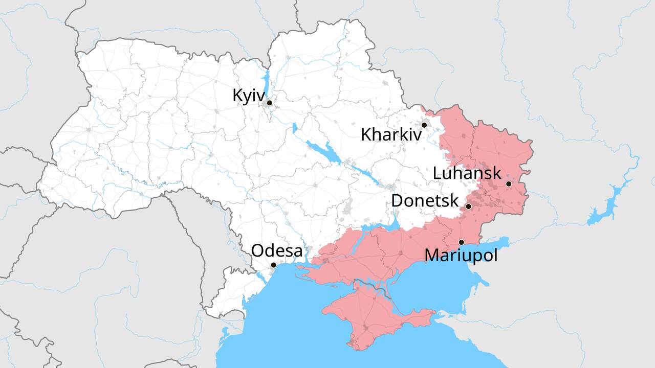 Door Rusland bezet gebied in Oekraïne.