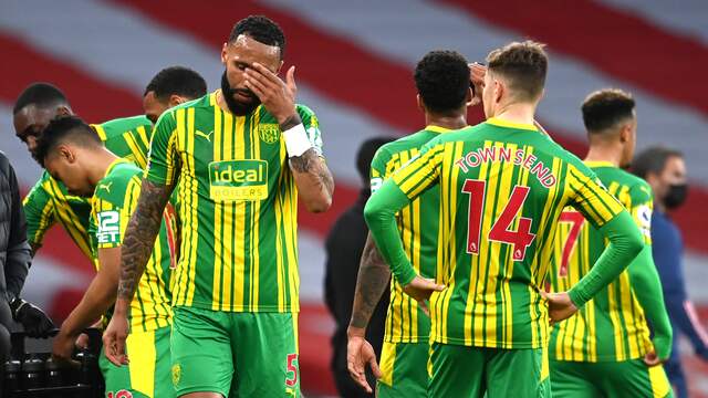 Teleurstelling bij de spelers van West Bromwich Albion.