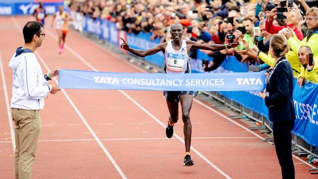 Vincent Kipchumba uit Kenia won in 2019 de laatste editie van de marathon van Amsterdam.