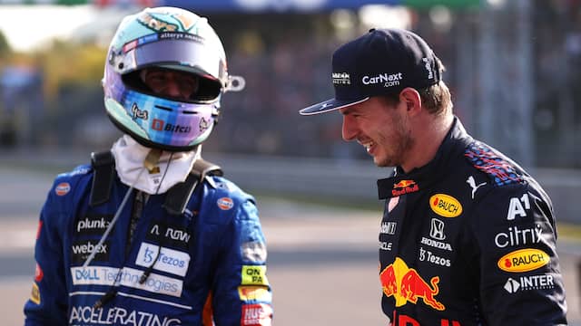 Voormalig teamgenoten Max Verstappen en Daniel Ricciardo vormen de eerste startrij op Monza.