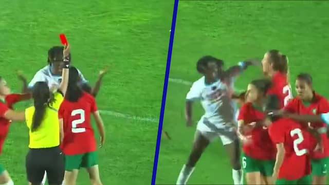 Congolese voetbalster krijgt rood en slaat tegenstander neer