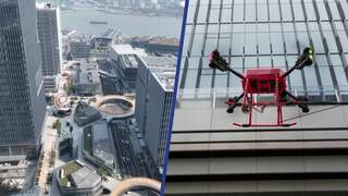 Brandweer test speciale drone voor flatbranden in Shanghai