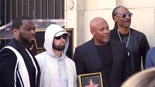 Eminem, 50 Cent en Snoop Dogg eren Dr. Dre in Los Angeles