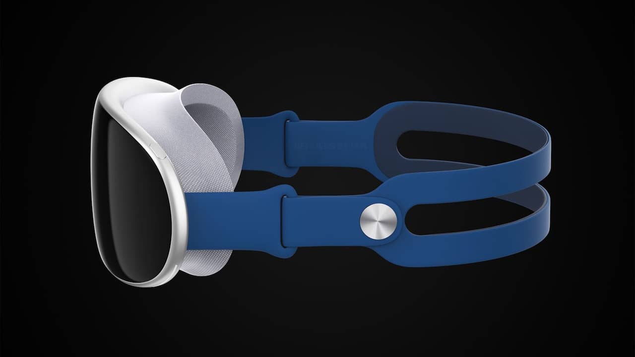 Een mogelijk ontwerp van de slimme Apple-bril, gebaseerd op gelekte informatie.