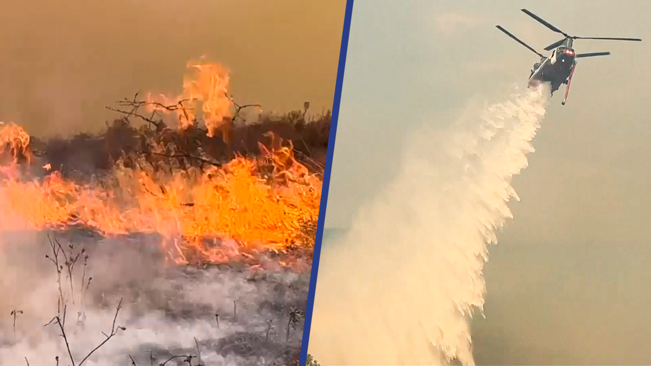 Beeld uit video: 1200 brandweerlieden vechten tegen snel verspreidende bosbrand Californië