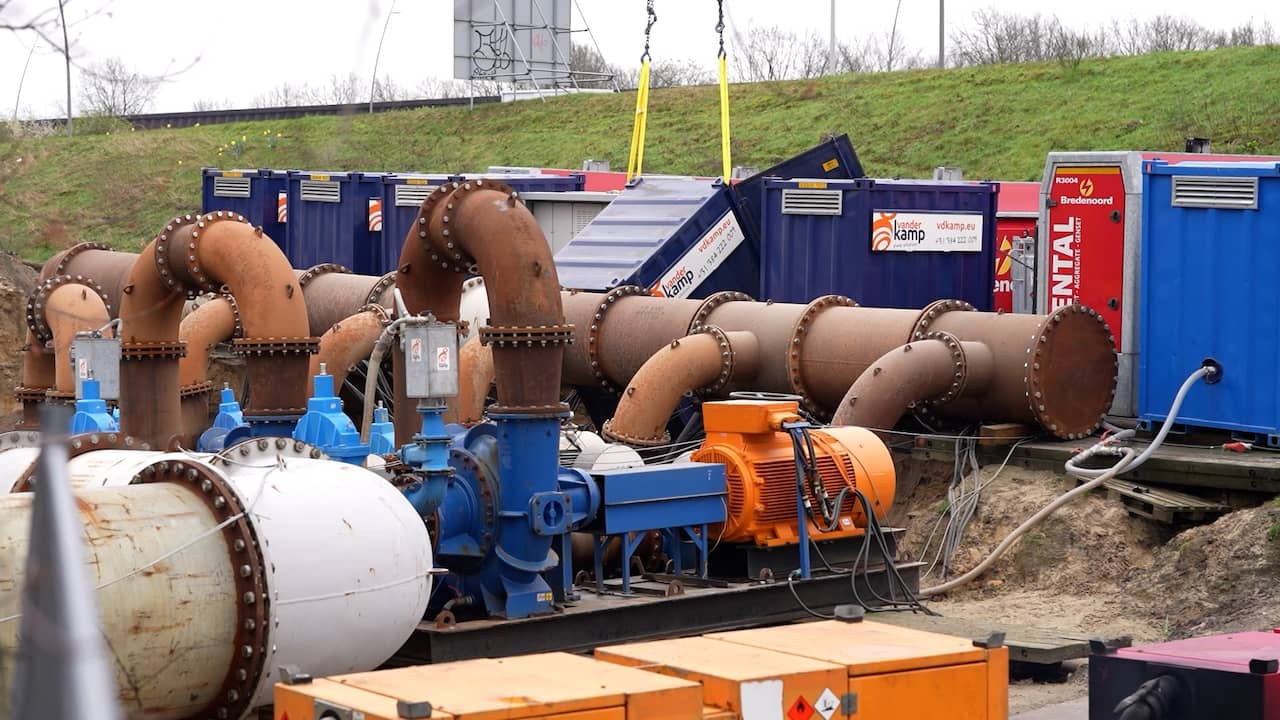 Beeld uit video: Grote gasleiding staat op barsten in Eindhoven