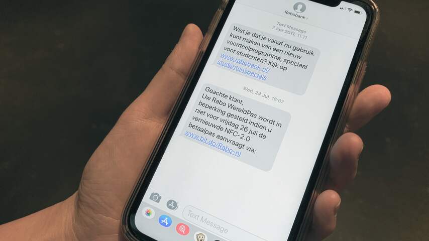 Phishing met sms'jes dat afkomstig lijkt van de Rabobank