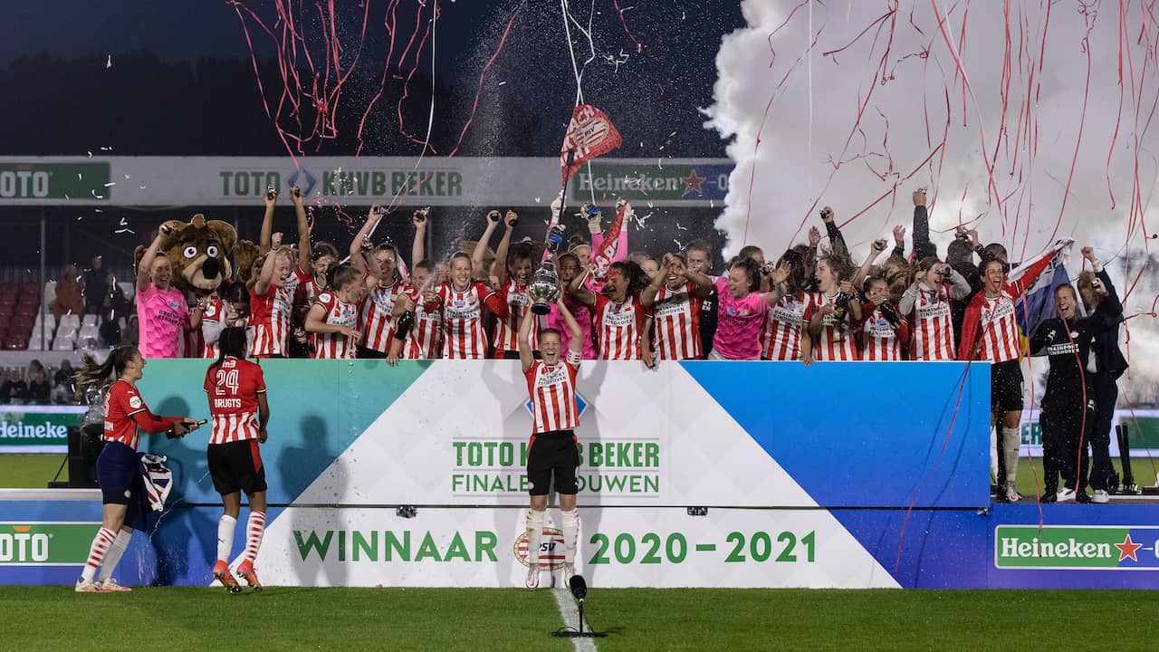 Ontmoedigd zijn Uittrekken identificatie PSV Vrouwen wint voor het eerst een prijs door zege op ADO in bekerfinale |  Voetbal | NU.nl