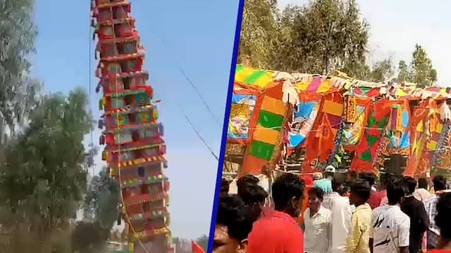 Hindoeïstische toren valt om tijdens festival in India