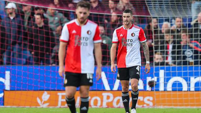 Ontgoocheling bij de spelers van Feyenoord na de 2-2 tegen RKC.