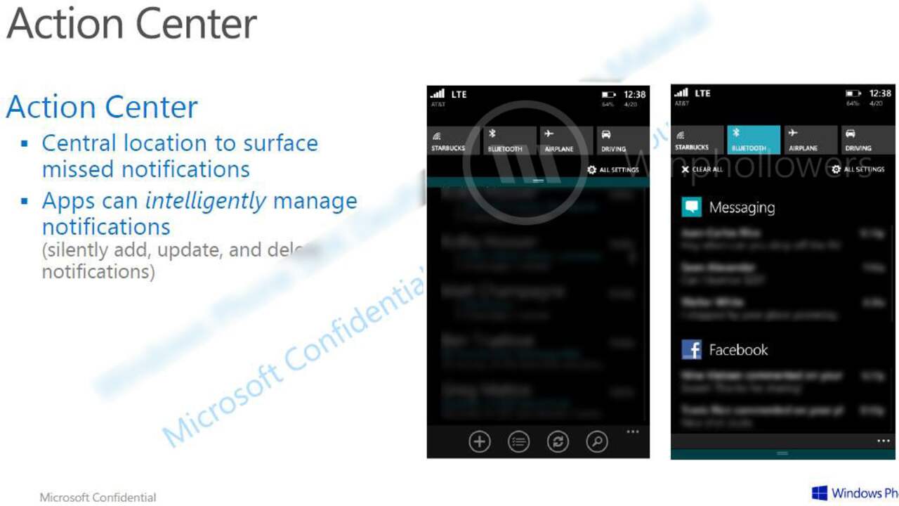 Windows Phone Action Center