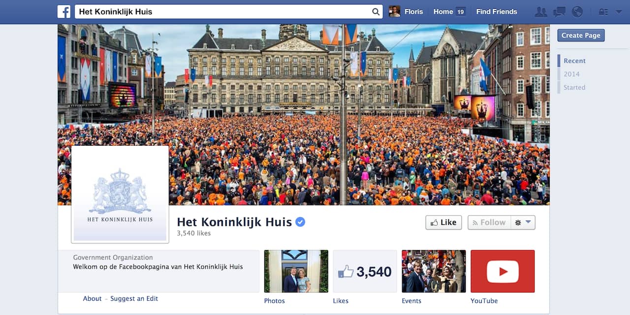 Koningshuis lanceert Facebook-pagina