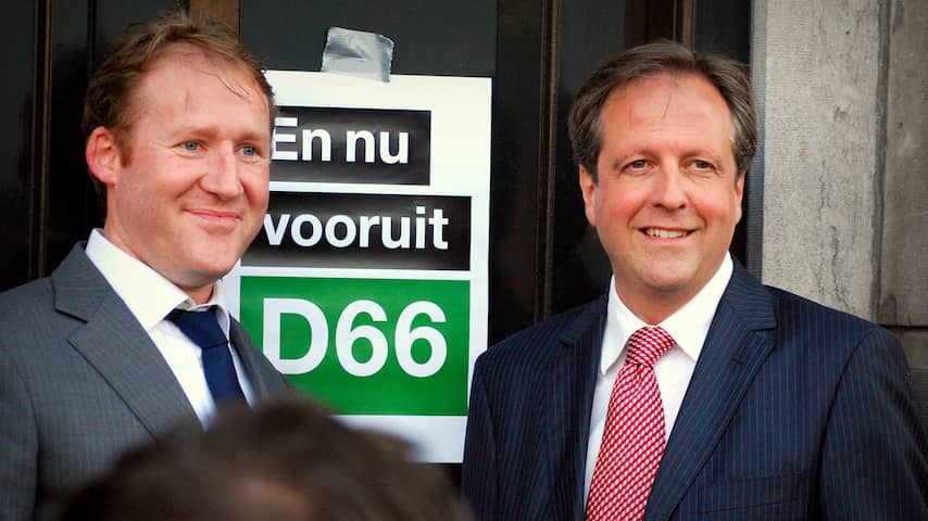 Kees Verhoeven en Alexander Pechtold geven het startschot voor de D66-campagne voor de verkiezingen van 12 september