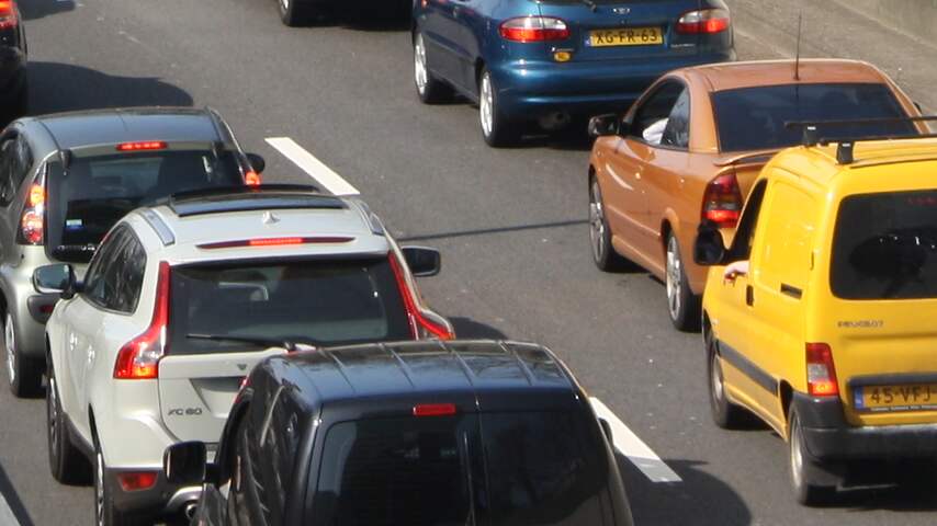 File in Den Haag, tijdens staking op het Malieveld