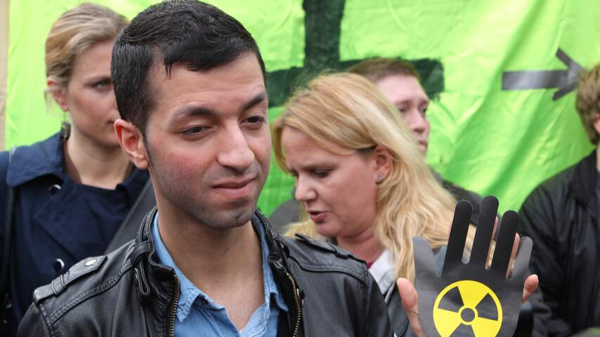 Tofik Dibi bij protest tegen kernenergie in Amsterdam