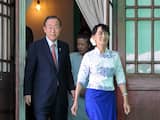 Ban noemde Suu Kyi een echte leidster die "flexibiliteit'' had getoond. "Ik weet dat het een moeilijke beslissing is geweest" aldus het VN-hoofd. 