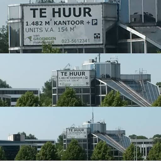 4x zoom, 2x zoom en geen zoom