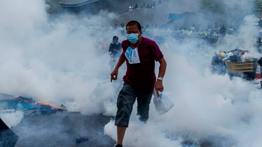Protest Hongkong traangas