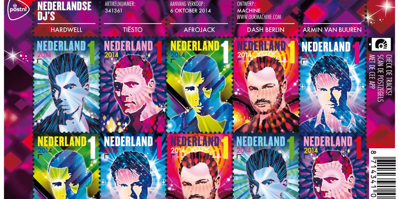 Vijf Nederlandse dj's krijgen hun eigen postzegel