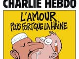 De voorpagina van Charlie Hebdo op 7 november 2011, nadat de redactie getroffen werd door een brandbom, met de tekst: 'Liefde sterker dan haat'.