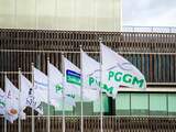  Vlaggen van diverse pensioenfondsen wapperen voor het hoofdkantoor van pensioenbelegger PGGM in Zeist. De Nederlandse pensioenuitvoerder PGGM stopt met beleggen in vijf Israëlische banken omdat deze betrokken zijn bij het financieren van de bouw van Joodse nederzettingen in bezette Palestijnse gebieden. ANP REMK