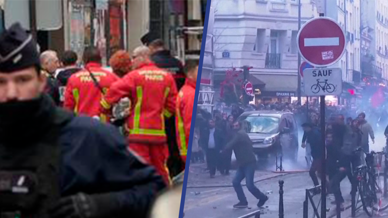 Beeld uit video: Hulpdiensten rukken uit voor dodelijke schietpartij in Parijs