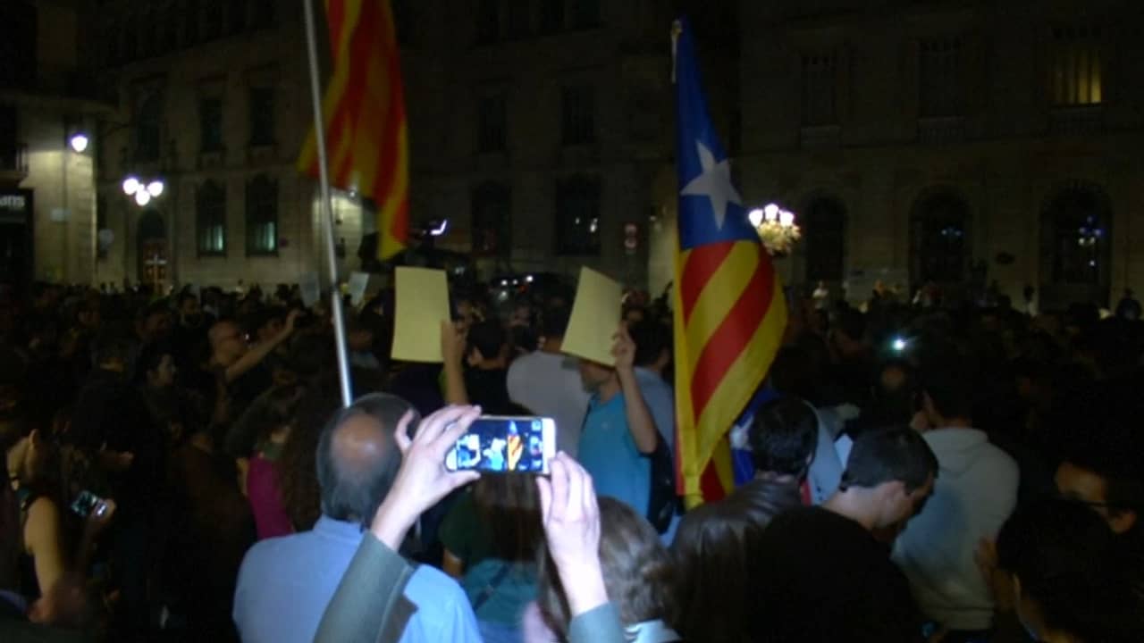 Beeld uit video: Catalanen demonstreren tegen arrestatie seperatistenleiders