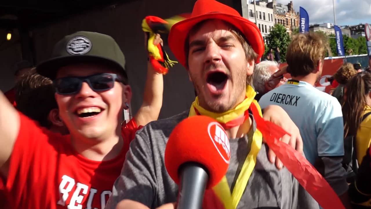 Beeld uit video: Belgische fans uitzinnig van vreugde na winst op Panama