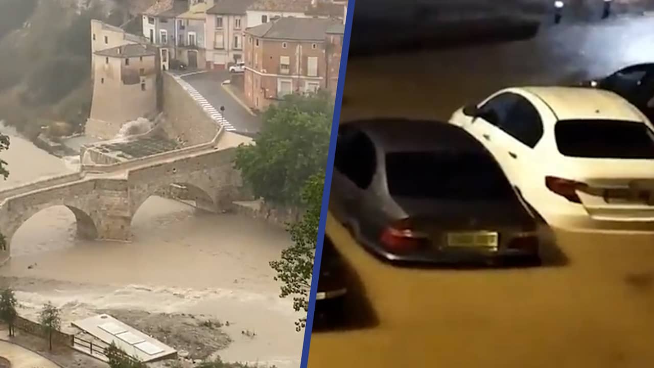 Beeld uit video: Uitgedroogde Spaanse regio's staan blank na hevige regenval