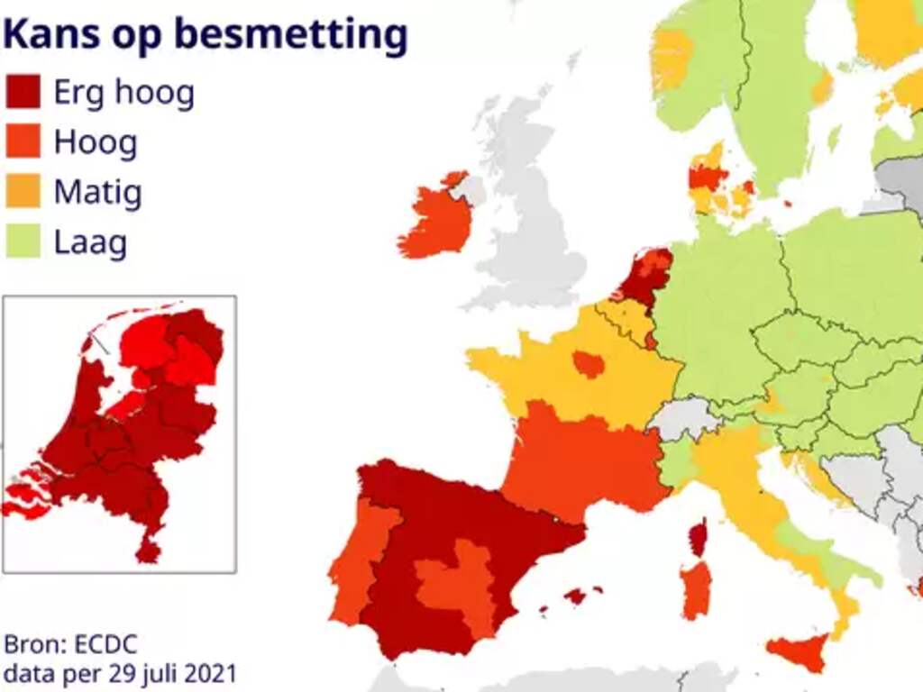 Verwachting Nederland Blijft Rood Op De Coronakaart Maar Niet Zo Donkerrood Nu Het Laatste Nieuws Het Eerst Op Nu Nl