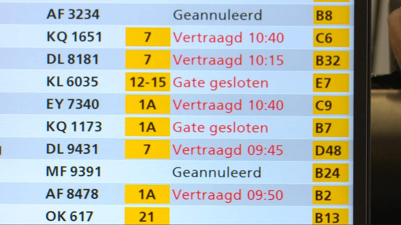 Beeld uit video: Nog steeds druk op Schiphol door nasleep tankstoring