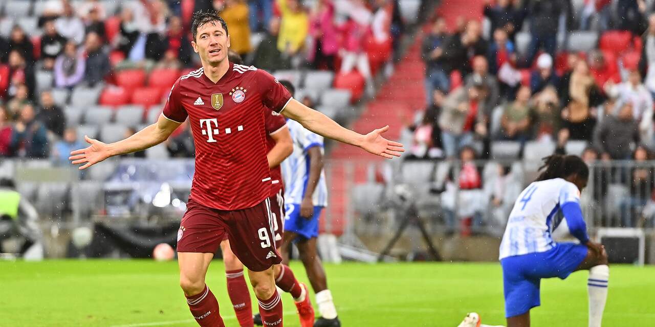 Lewandowski evenaart opnieuw record Müller met hattrick tegen Hertha