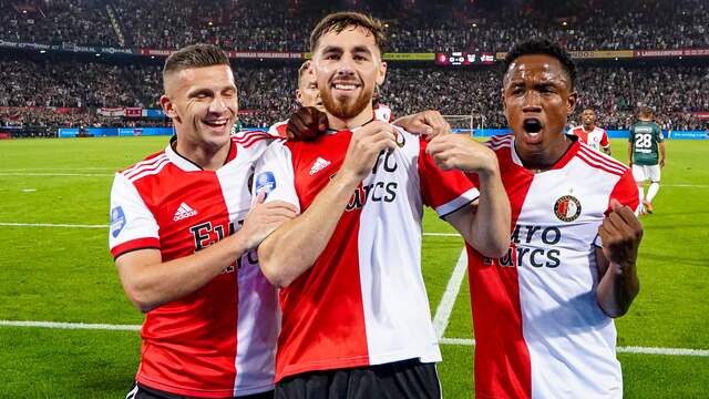 Orkun Kökçü zette Feyenoord vanaf de stip vroeg op voorsprong.