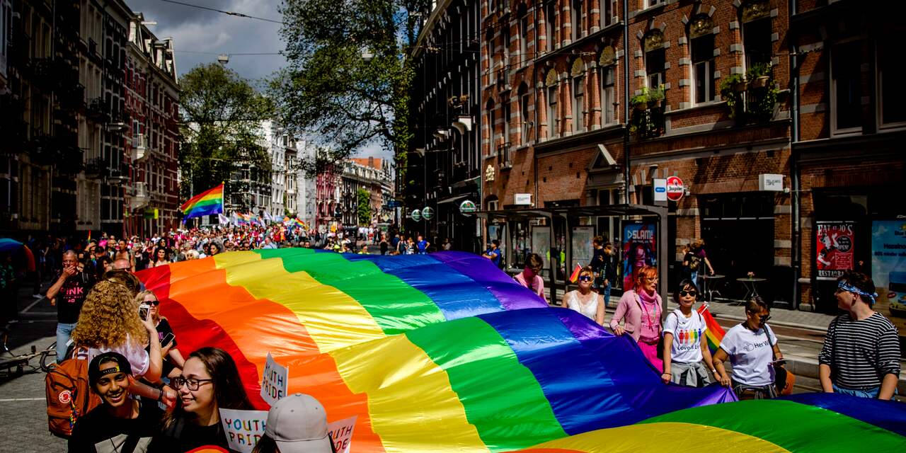 Duizenden mensen lopen mee in Pride Walk Amsterdam