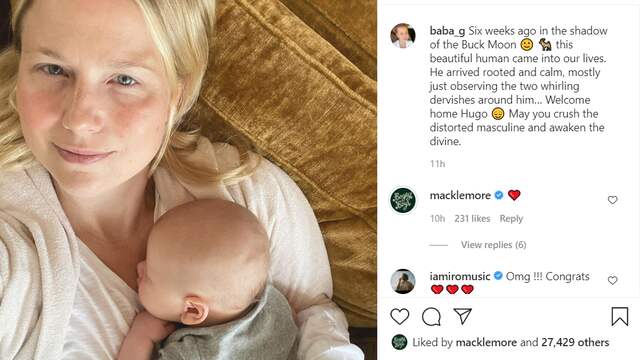 Tricia Davis, de vrouw van Macklemore, kondigt de geboorte van hun zoon aan op Instagram. (Foto: Instagram/Tricia Davis)