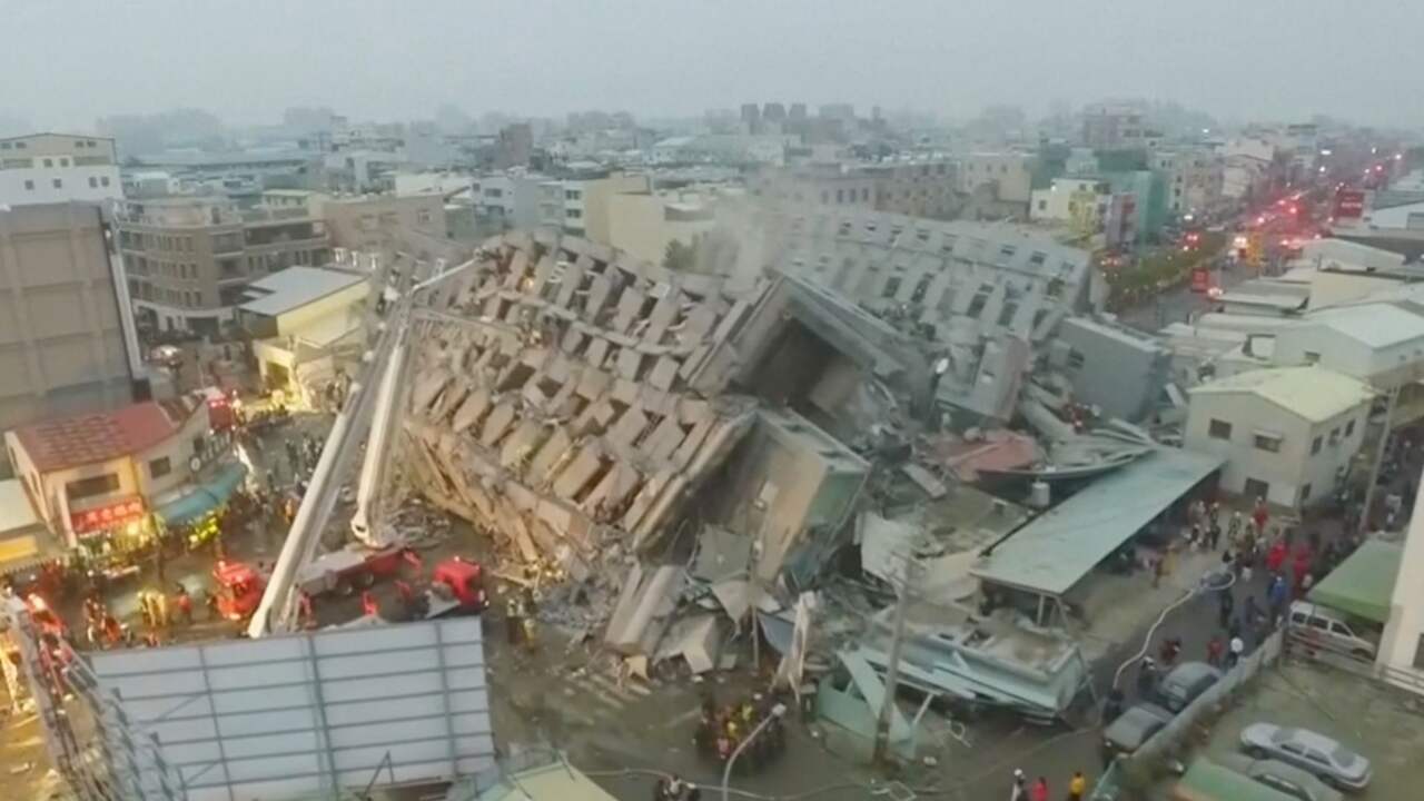Dronebeelden tonen ravage na aardbeving Taiwan