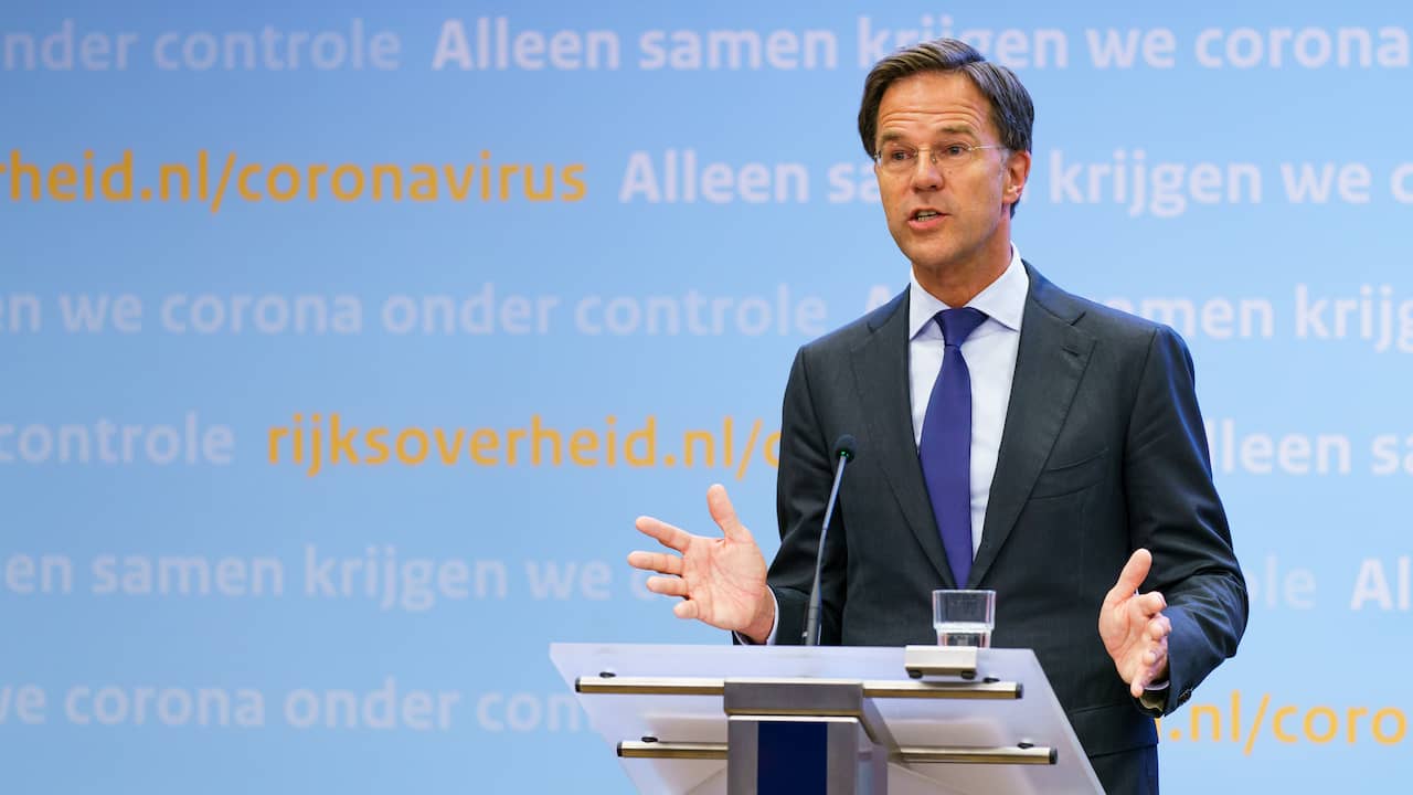 Beeld uit video: Premier Rutte geeft toelichting op de nieuwe maatregelen voor de horeca