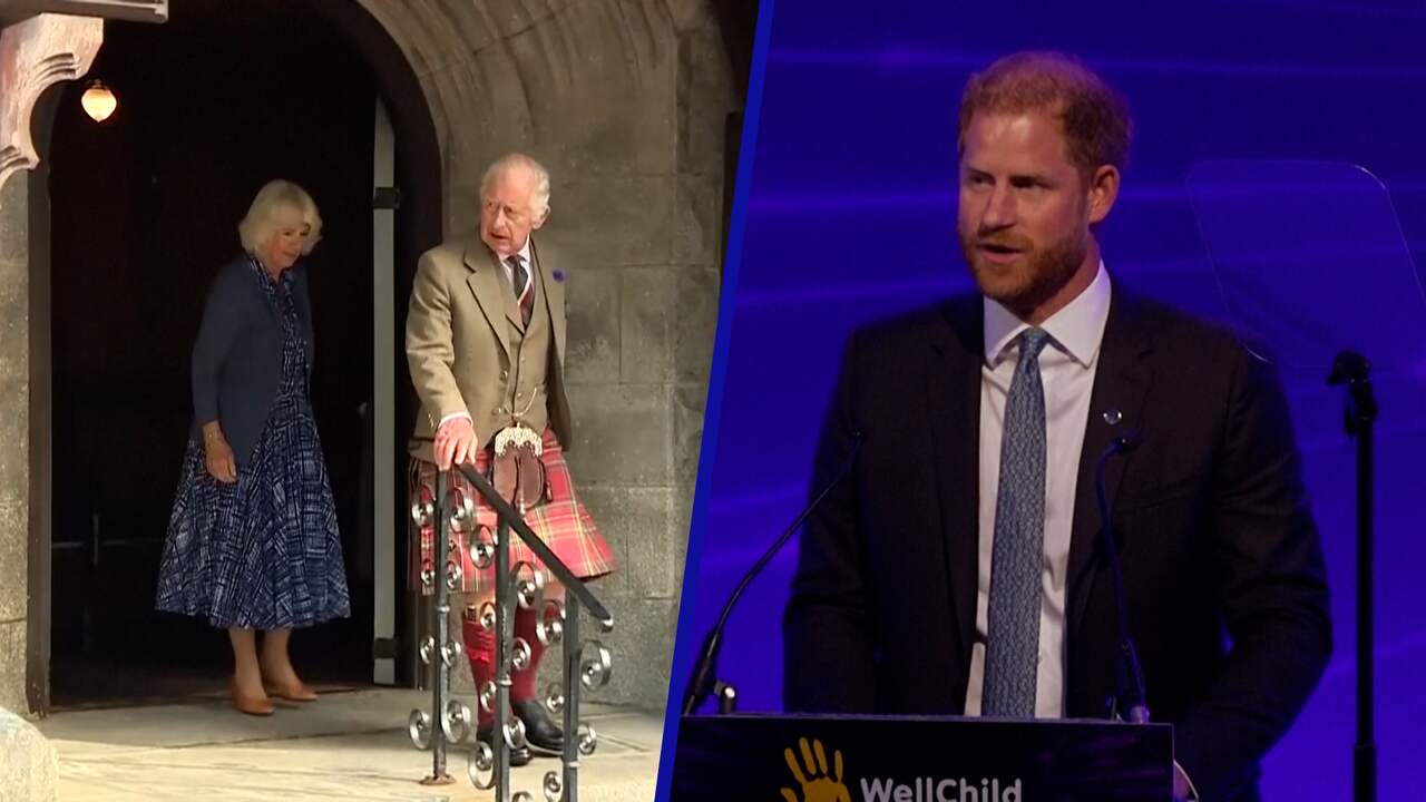 Beeld uit video: Charles en Harry eren koningin Elizabeth (maar niet samen)