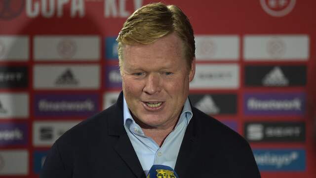 Ronald Koeman stond na de wedstrijd met een grote lach de pers te woord.