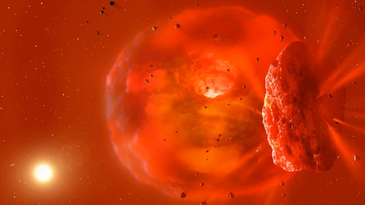 The collision of icy planets creates a huge cloud of debris that obscures a giant star |  Science