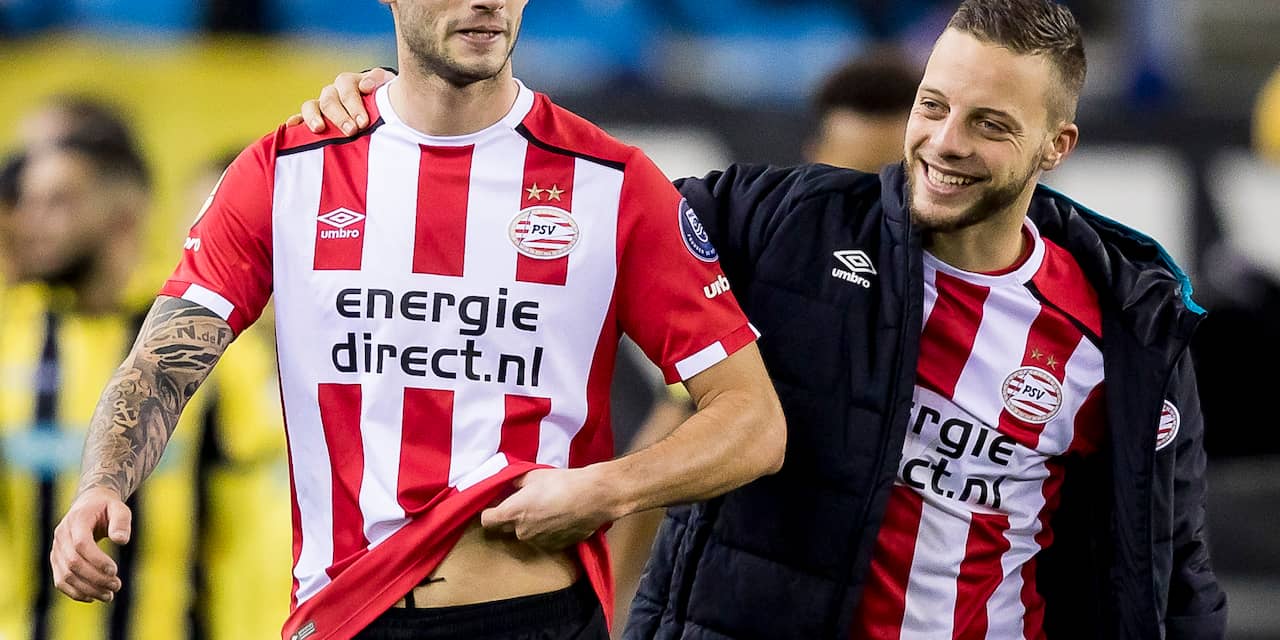 PSV'ers Ramselaar en Luuk de Jong opgelucht na zege op Vitesse