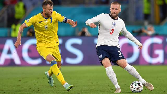 Luke Shaw hielp zijn Engeland met twee assists naar de halve finale.