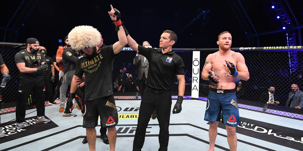 Nurmagomedov behoudt wereldtitel UFC en neemt ongeslagen afscheid