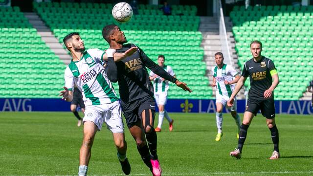 Myron Boadu in duel met Mohamed El Hankouri.