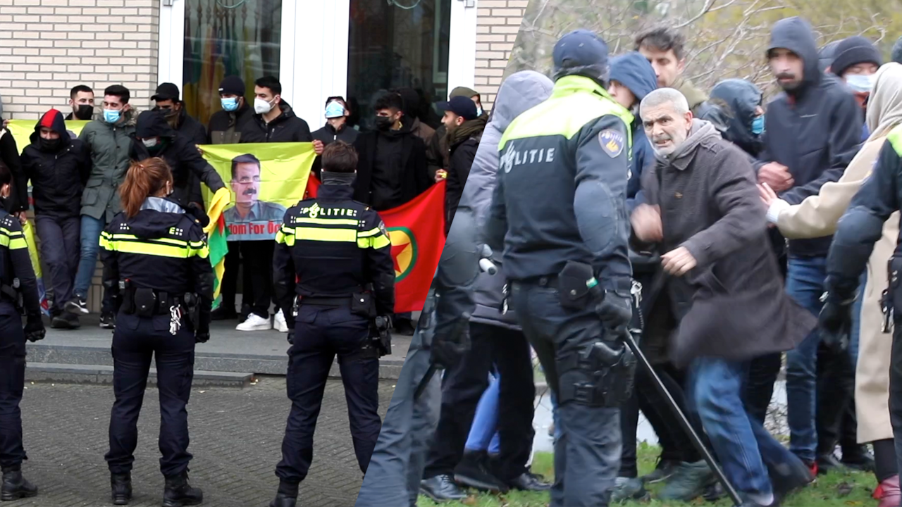 Beeld uit video: Politie arresteert demonstranten die pand in Den Haag bestormden