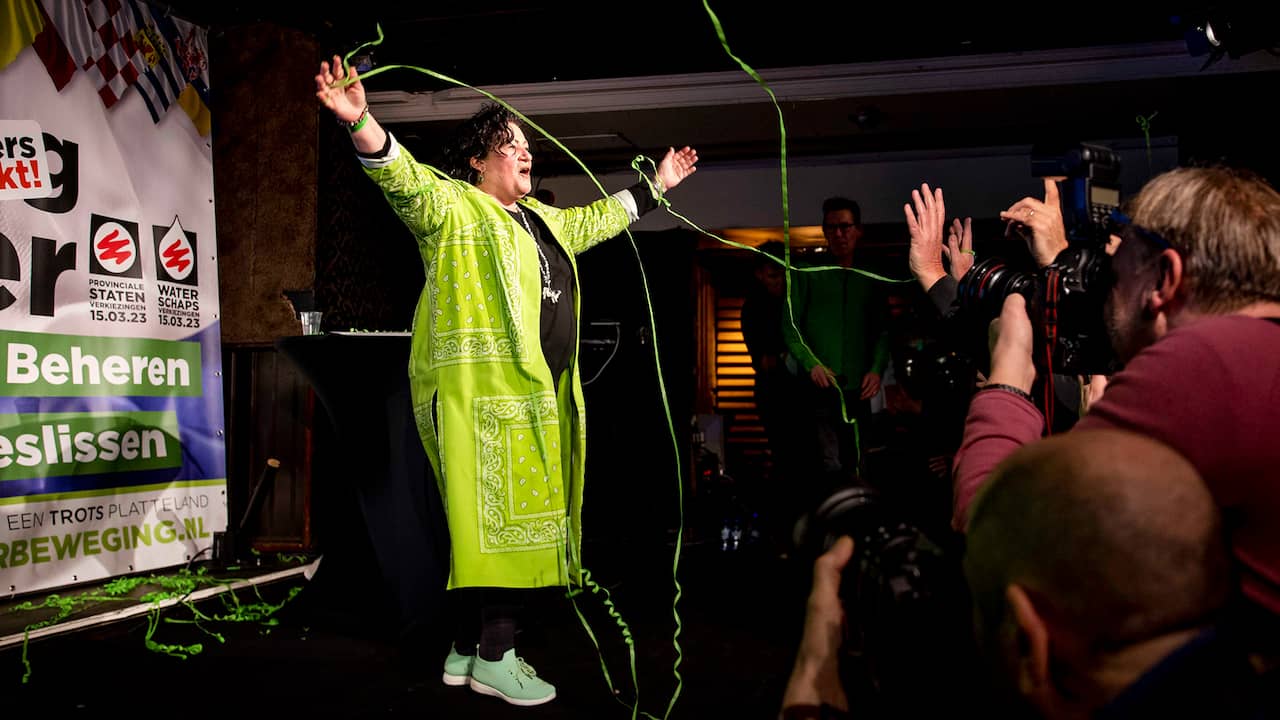 Image from video: Caroline van der Plas celebrates after victory: 'What an evening'