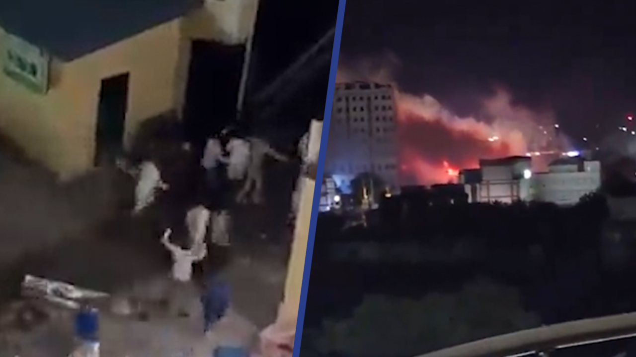 Beeld uit video: Hotelgasten vluchten voor terroristen na bomaanslag in Somalië